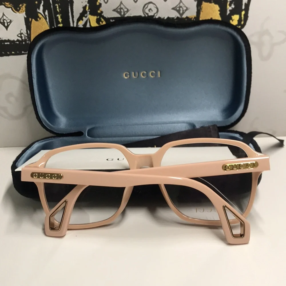 Luxury New Gucci GG0469O 003 Ivory Square Eyeglasses – Authentic & Stylish